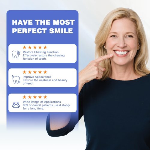 Veneers Teeth for Women, DIY Denture Kit, Do It Yourself False Teeth, Upper and Lower Matching Set, Fix Your Smile at Within Minutes, 1PCS - U7