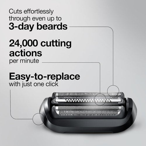 Braun Series 5 53B Electric Shaver Head - Compatible with Series 5 & 6 Shavers | Sleek Black Design
