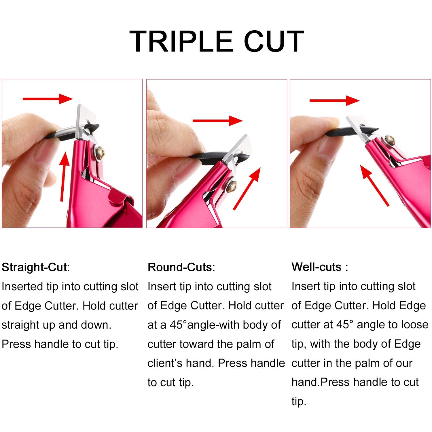 Yaomiao 3 Pcs False Premium Nail Clipper for Acrylic Nail Tips Cutter Rustproof Stainless Steel Fingernail Trimmer Manicure Tool for Salon Beauty Artificial Tips Blade Clip(Rose Red, Purple, Black)