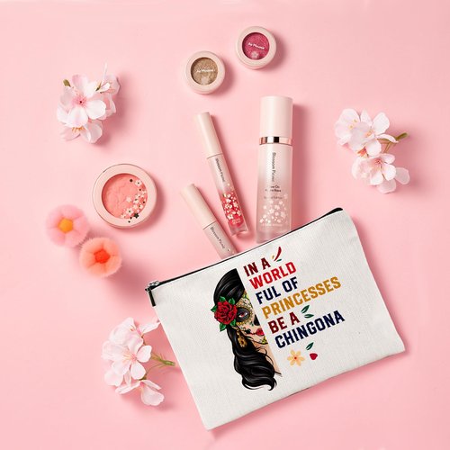 JEFBFBWE Mexican Makeup Bag,“In A World Full Of Princesses, Be A Chingona” Makeup Bag – Embrace Your Bold Spirit (Mexican)