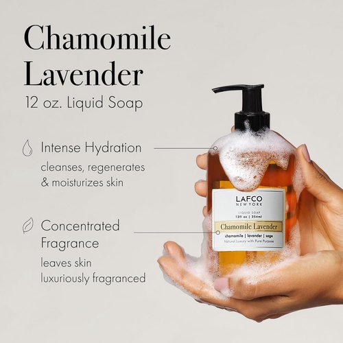 LAFCO New York Liquid Soap - Chamomile Lavender - Moisturizing & Hypoallergenic - 12 oz - Made in Italy
