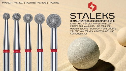 STALEKS PRO Expert Diamond Nail Drill Bit (Ball, Red, 4mm Head) – 180 Grit for Gentle Cuticle & Skin Processing in Hardware Manicure/Pedicure