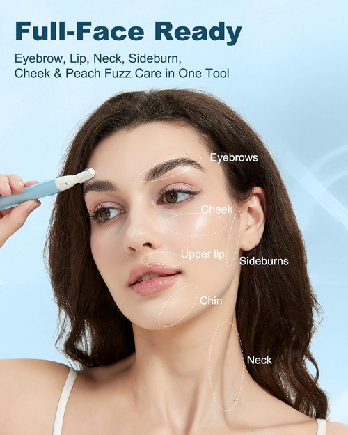 aisleek Eyebrow & Facial Hair Trimmer, Precision Detailer with Rinseable Blade, Battery Operated, Double-Sided Razor for Fine Hair, Chin & Peach Fuzz, Compact Pen Size, Safe & Gentle Touch-ups
