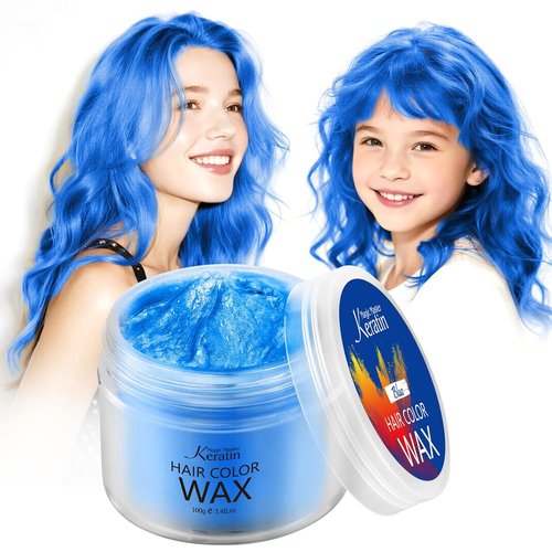 Magic Master Keratin Hair Color Wax - Instant Temporary Hair Dye for Kids & Adults | Blue - 3.4 Fl Oz