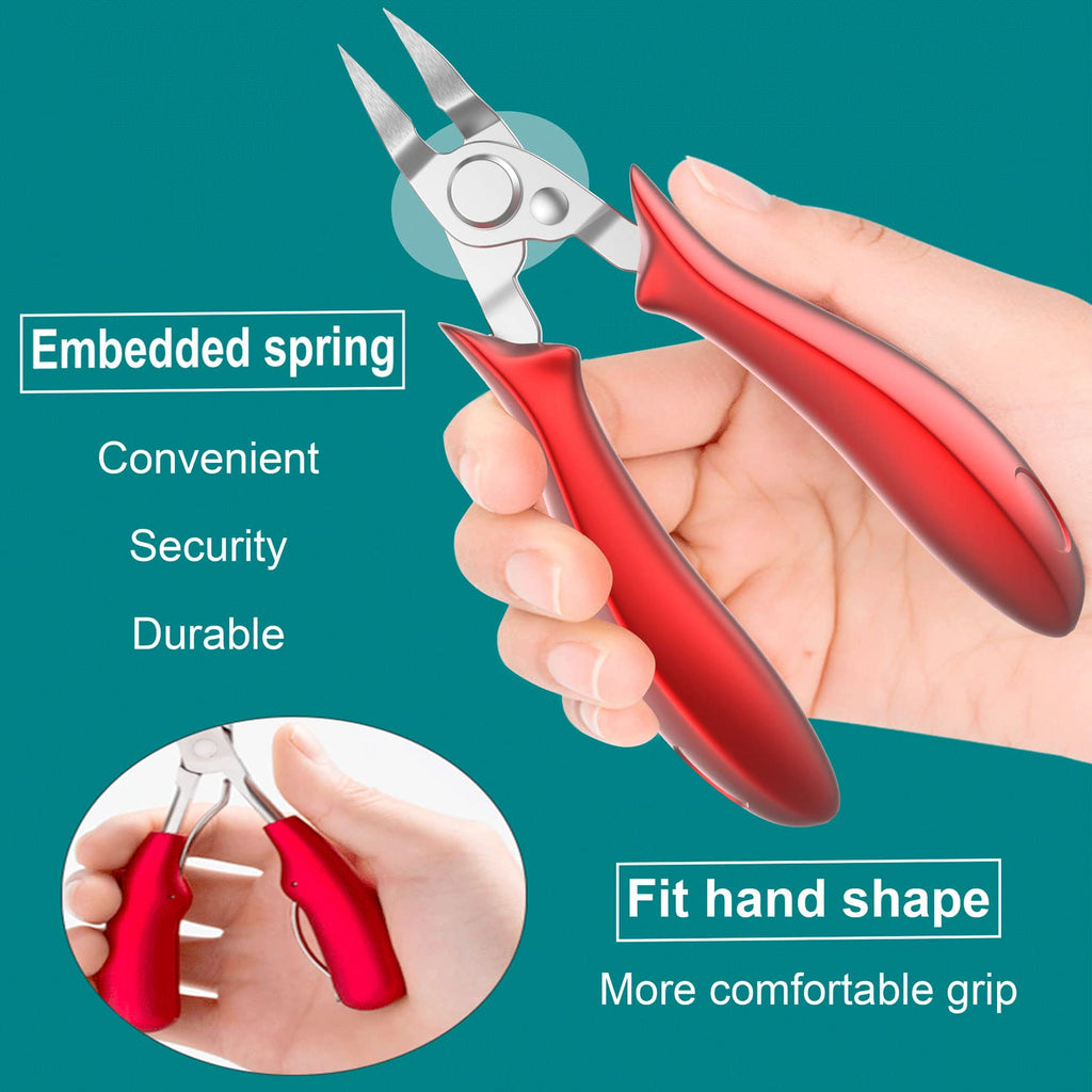 XIORRY Ingrown Toenail Clippers (Upgrade), Steel Nail Clippers for Professional Podiatrist, Unique Long Handle Curved Blade Tool for Thick & Ingrown Nails, Suitable for Men, Women and Elderly (red)
