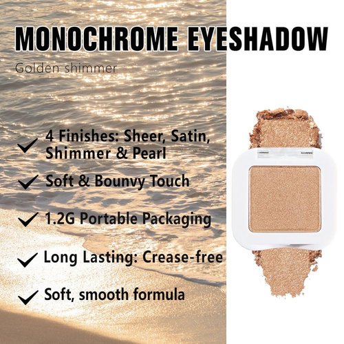 Evpct Gold Single Eye Shadow Palette - High Pigment Shimmer & Glitter for Mature Skin | Bronze & Copper Tones