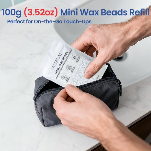 AUZEAL Nose Hard Wax Beads Refill for Men, Nose and Ear Hair Removal, Gentle & Precision Waxing for Sensitive Skin, Portable Home & Travel Wax Beads Only, 100g/3.53oz