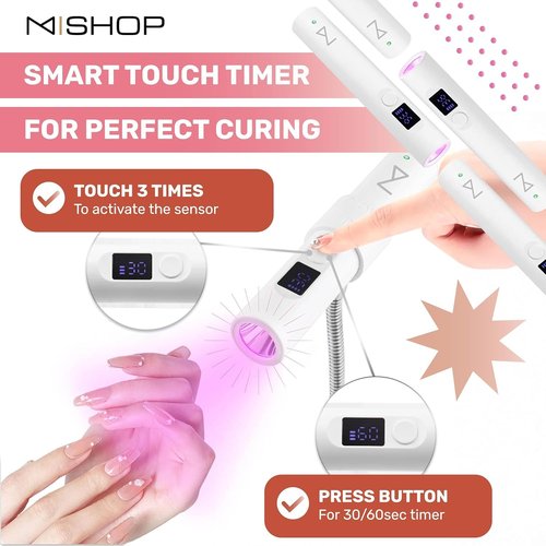 M - GlamCure GO Nail Flash Cure Lamp with Focus Beam Technology, Touch Screen - LED & UV Nail Light - Curing Lamp for Gel Nails, Acrylic, Builder - Portable & Adjustable (Teal)