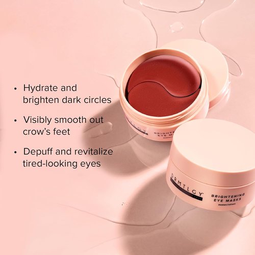 DRMTLGY Brightening Eye Masks - Biodegradable Hydrogel Patches with Caffeine & Peptides - Depuff & Hydrate Dark Circles - 2 Pack (60 Count Each)