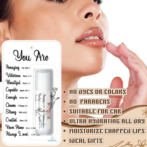 Sacubee 25 Pack Christian Gifts Bulk for Women Men Religious Lip Balms Bulk Church Party Favors Christmas Party Gifts Stocking Stuffers Bible Verse Study Supplies for Employee Staff Coworkers