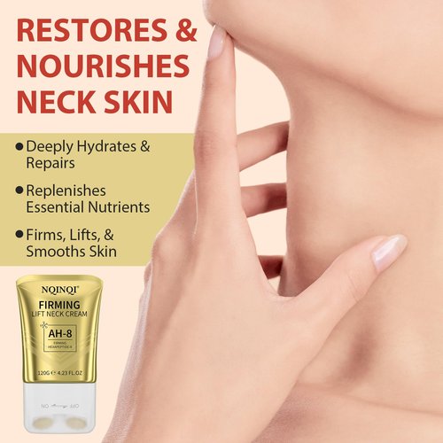 NQINQI AH-8 Firming Neck Cream with Roller - Neck and Chest Firming Cream to Lift, Tighten & Smooth Sagging Skin, Reduce Wrinkles & Hydrate for Youthful Neck, 4.23 Fl Oz