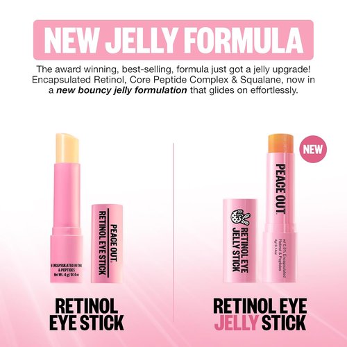 Peace Out Retinol Eye Jelly Stick - Hydrating Under Eye Treatment for Fine Lines & Wrinkles | 0.14 oz