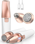 Eyebrow & Facial Hair Removal for Women: 2 in 1 Rechargeable Eyebrow Trimmer & Face Shaver, Painless Electric Facial Eye brow Razors Epilator with Built-in LED Light -Perfect for Face, Lips & Body