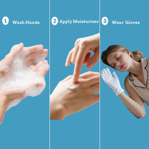 OHAVBBEI 100% White Cotton Gloves for Dry Hands, 6 Pairs Moisturizing & Eczema Overnight, Work Gloves Liners, Ideal for Sleep & Spa Treatment, Coin Jewelry Silver Inspection, Medium, One Size