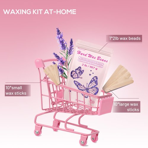 AUPERWEL 2lbs Wax Beads with Coarse Hair Formula, Hard Wax Beads for Hair Removal and Sensitive Skin, Hard Wax Beans for Bikini, Brazilian, Legs, Underarms, Chest, Full Body Waxing (Natural Lavender)
