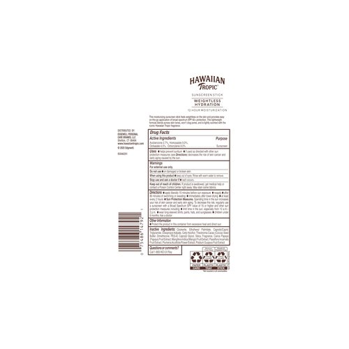 Hawaiian Tropic Weightless Hydration Sunscreen Stick SPF 60+ | Travel Size Sunscreen for Face and Body, Mini Sunblock Stick, Beach Essentials, Oil Free, Non Comedogenic Dermatologist Tested, 0.5oz