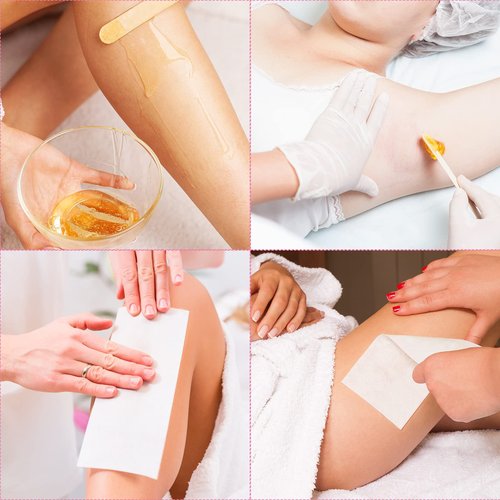Ireer 1000 Pcs Wax Strips and Sticks Kit 500 Pcs Non Woven Waxing Strips 500 Pcs Assorted Applicator Sticks Soft Wooden Facial Body for Eyebrow Hair Removal Spa Home Women Men Leg