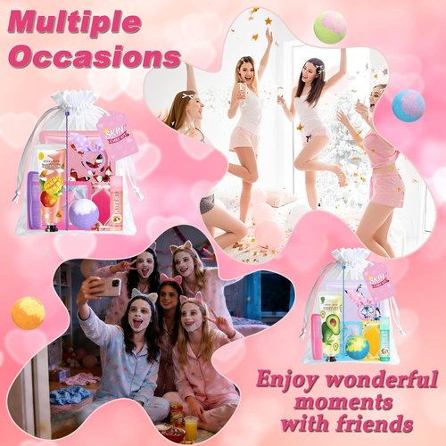 UUNZ 144 PCS Spa Party Supplies for Women, Spa Party Favors Include Face Masks Skincare, Hand Cream, Lip Balm, Eye Mask, Lip Mask,Foot Bath Bomb, Hair Brush, Spa Birthday Sleepover Party Supplies