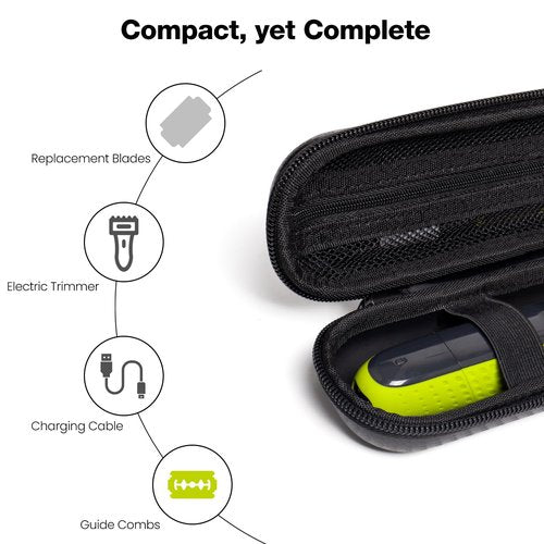 Nincha Compact Travel Trimmer Case - Hard Carrying Case for Philips Hybrid Trimmer & Shaver | Black