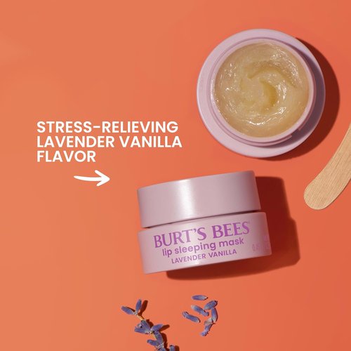 Burt’s Bees Lavender Vanilla Lip Sleeping Mask - Hydrating Overnight Treatment with Hyaluronic Acid & Squalane | 0.45 oz