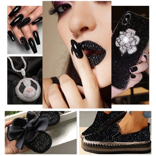 qiipii 28 Types Black White Transparent Jelly Resin Rhinestones w B7000 Jewelry Glue for Bedazzling Crafting 3-6mm Flatback Stones Gems Diamonds Crystals for Face Eyes Makeup Crafts Tumblers Bottles
