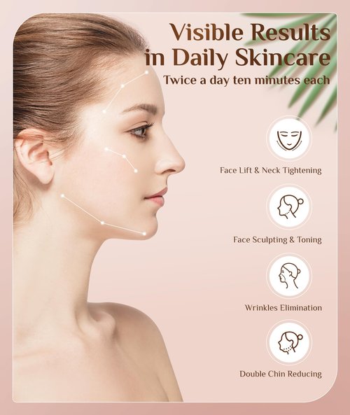 Dopsikn 7 Color Galvanic Machines - Red Light Therapy for Face and Neck, Face Massager Tool for Wrinkles, Double Chin, Vibrating Facial Massager with Thermals, White
