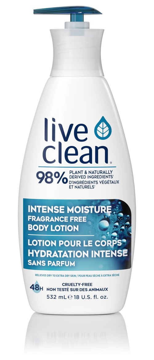 Live Clean Intense Moisture Fragrance Free Body Lotion, 18 Fl Oz