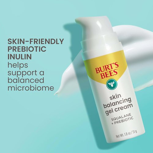 Burt's Bees Gel Moisturizer - Clear & Balanced Skin Balancing Cream with Squalane & Prebiotic | 1.8 oz Bottle