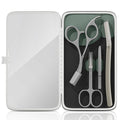 Glamne Eyebrow Trimmer Kit Scissors Tweezers Razor Facial Shaver Grooming Set with Mirror Travel Cases