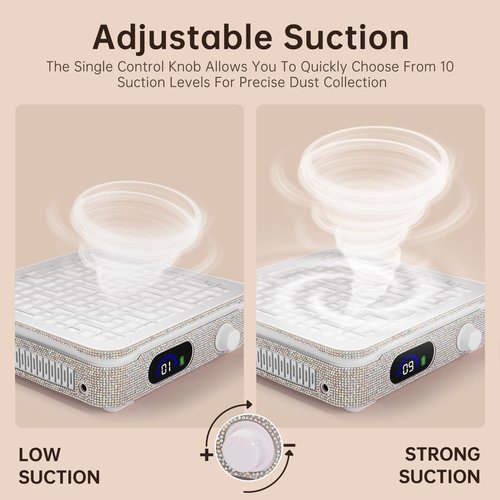 CHRISTINE SHELLY Nail Dust Collector, Cordless Dust Collector Nail Tech, Powerful 1000PA Nail Fan Vent Dust Collector Extractor Dust Suction Machine for Acrylic Nails Polishing,Nail Salon&Home