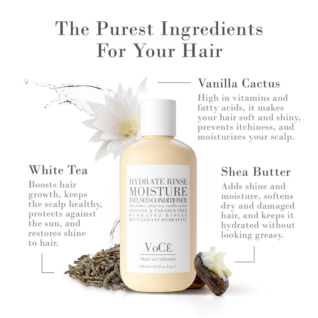 VoCÊ Haircare Natural Hydrating Conditioner - Deep Moisturizing & Anti-Frizz | Vegan Formula with Shea Butter, 8.5 oz