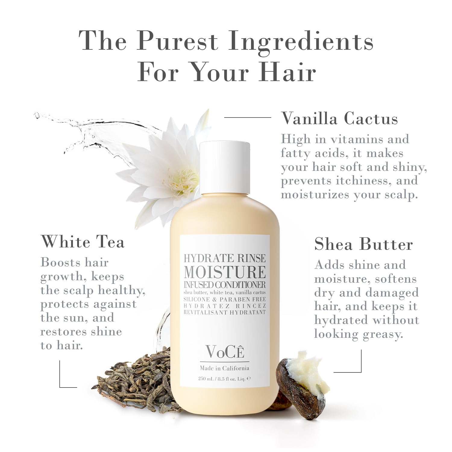 VoCÊ Haircare Natural Hydrating Conditioner - Deep Moisturizing & Anti-Frizz | Vegan Formula with Shea Butter, 8.5 oz