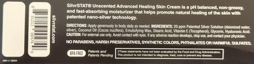 SilvrSTAT Advanced Healing Skin Cream with Silver, Vitamin E, & Hyaluronic Acid Which Promotes Natural Healing | Unscented | 3.4 oz