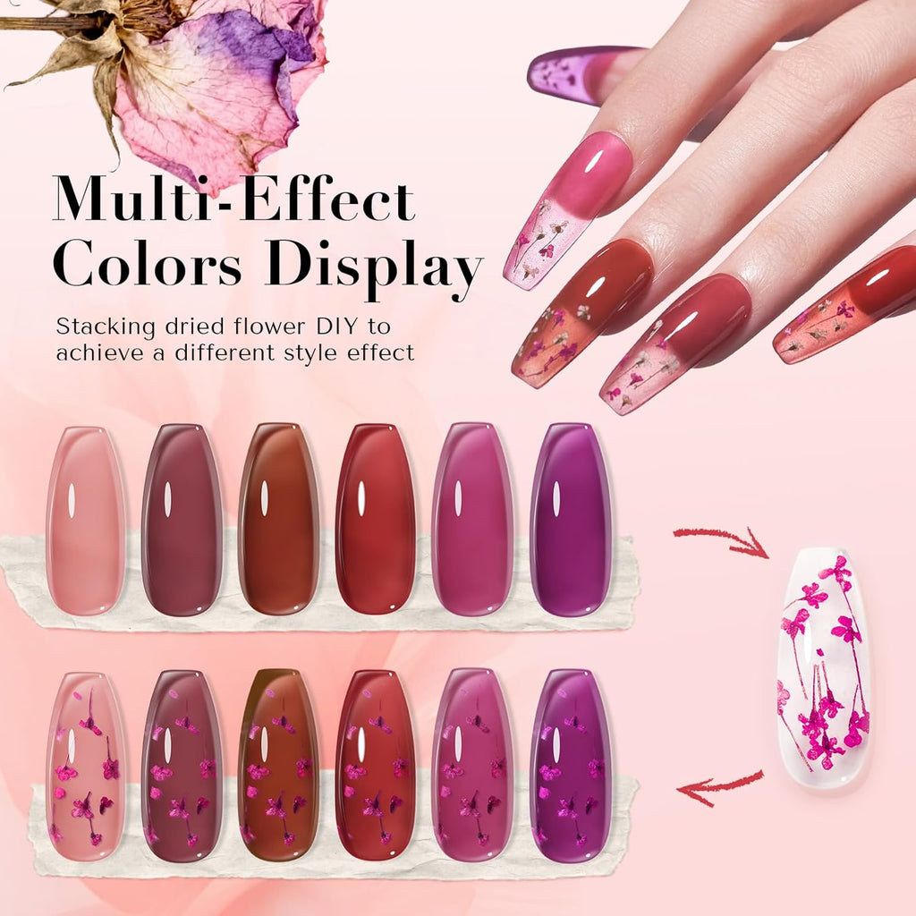 AZUREBEAUTY Dip Powder Set - 6 Pcs Blush Pink Jelly for Salon-Quality French Nail Art at Home