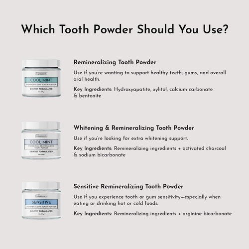 Remineralizing Tooth Powder – Fluoride-Free Oral Care – Gently Cleans & Whitens – Supports Strong Teeth & Fresh Breath – Vegan, Non-GMO, Made with Real Food Ingredients (Regular, Remineralizing)