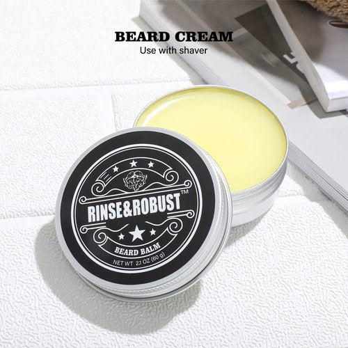 Rinse & Robust Beard Kit for Men, Christmas Gifts for Him, Beard Care & Grooming Travel Set, Beard Oil & Balm Gift Set with Toiletry Bag, Holiday Stocking Stuffers for Dad Husband Boyfriend