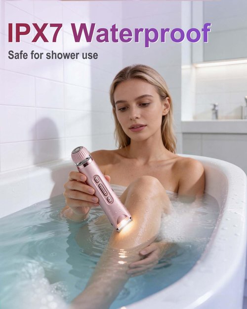 Bikini Trimmer for Women- LED Light Electric Razors for Women for for Face, Bikini, Body, Leg, USB Rechargeable Facial Hair Removal, IPX7 Waterproof Electric Shaver, Painless & Flawless
