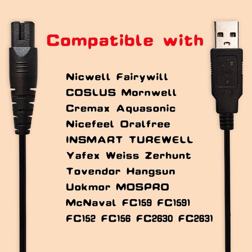 SEEHOM Water Flosser Charger for Nicwell F5025 Charging Cable Replacement for COSLUS F5020E Oralfree Nicefeel Insmart Waterfloss USB Cord Plug in Adapter…