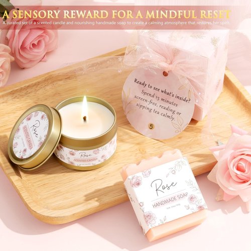 Spa Gifts for Women Teen Girl Gifts Trendy Stuff, Positive Affirmation Cards & Self Care Baskets Preserved Rose Flowers Set, Get Well Birthday Mothers Day Gift for Mom Her Grandma Teenage Girls Friend