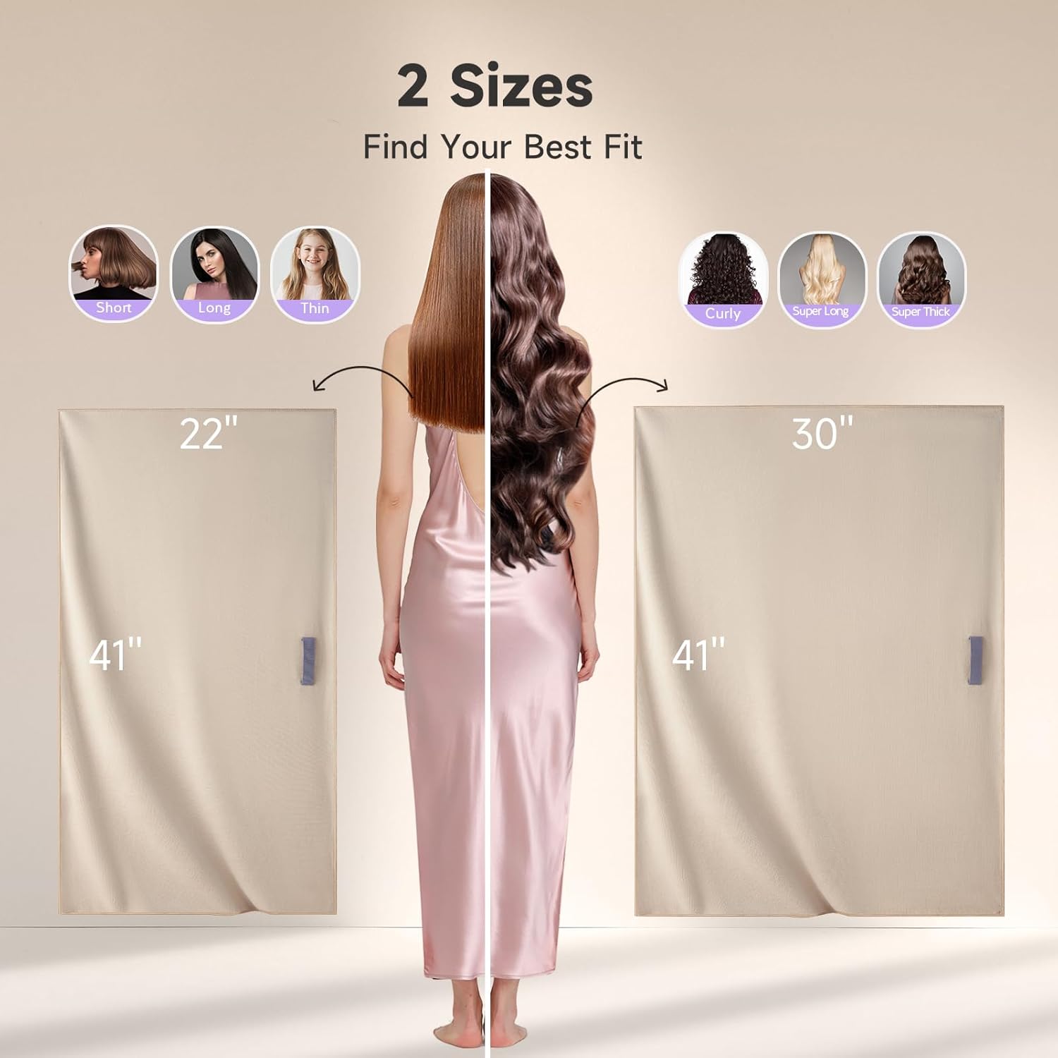 Umisleep Microfiber Hair Towel - Super Absorbent Wrap for Long, Thick Curly Hair | 41" x 22" - Camel