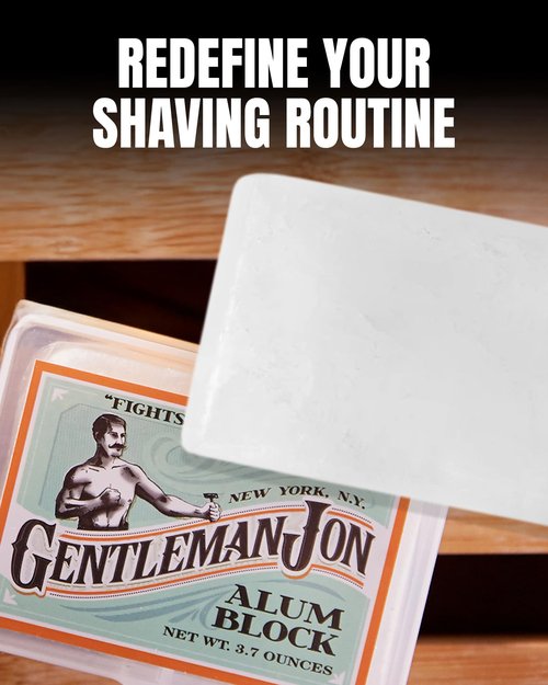Gentleman Jon 3.7 Ounce Alum Block in Plastic Case - Upgrade Your Shave - Soothing Aftershave Solution for Shaving Razor Burn Relief - Travel Friendly Durable Plastic Case Included, Aftershave for Men