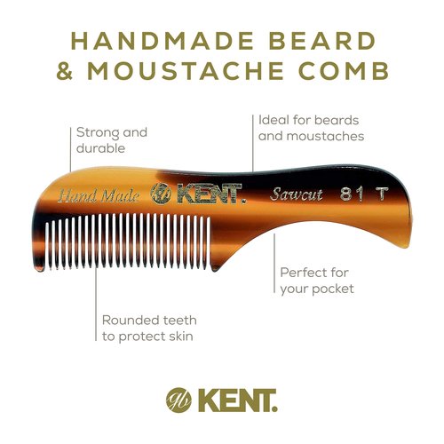 Kent Set Men's Hair Pocket Combs, 81T X-Small, FOT All Fine Tooth, 20T Fine Tooth Folding Comb. Best Hair, Beard and Mustache Grooming Kit for Travel and Home Care, Handmade in England