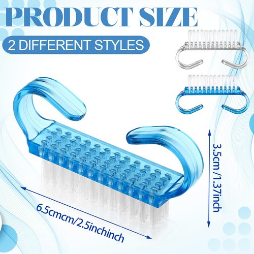 Bokon 400 Pcs Handle Grip Nail Brush Bulk Fingernail Scrub Brush for Toes and Nails Cleaner, Pedicure Scrubbing Tool Kit for Men and Women(Blue and White)