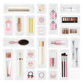 24 PCS Plastic Drawer Organizer Set, Sturdy 3-Size Makeup Vanity Desk Drawer Organizer Trays and Storage Bins for Cosmetics, Junk and Gadgets – Ideal for Bathroom, Bedroom, Office and Kitchen