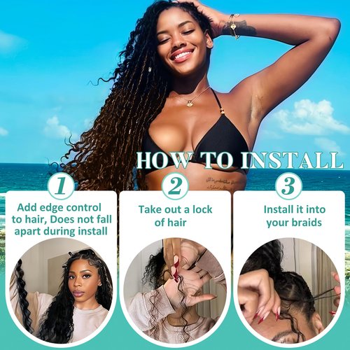 Human Braiding Hair for Boho Braids 16 Inch 120g Deep Wave Bulk Boho Human Hair for Braiding Curly Knotless Bohemian Braids 12A 100% Brazilian Virgin No Weft Extensions 3 Bundles/Pack Natural Black 1B