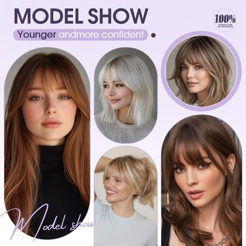 EonLuxe 10 Inch Real Human Hair Topper with Bangs for Women Covers Thinning Crown, Clip-In Hair Topper for Thinning Hair (Natural Black)