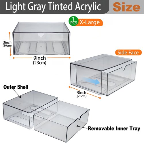 MINIBIGBOX 7 Pack Stackable Storage Drawers Acrylic Bathroom Makeup Organizer Clear Plastic Storage Bins for Makeup,Vanity,Pantry,Desk,Undersink,Kitchen