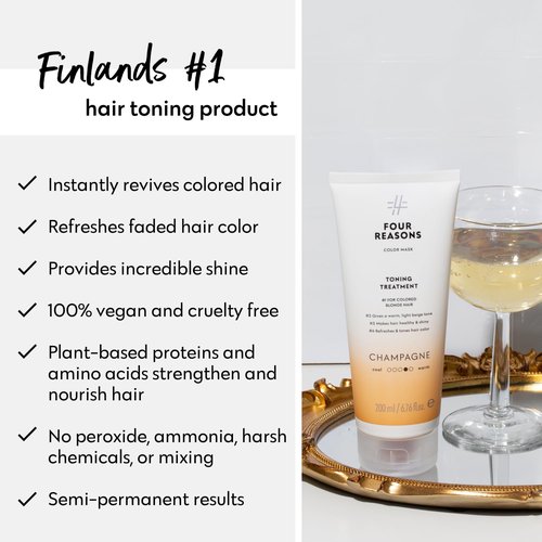 FOUR REASONS Color Mask - Champagne Blonde Hair Gloss & Color Depositing Conditioner | Vegan & Cruelty-Free, 6.76 fl oz