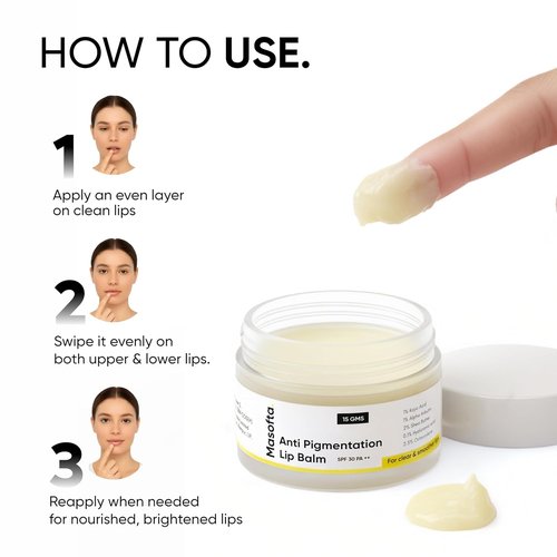 Masofta Shea Butter Lip Balm - Smooth & Clear Lips with Kojic Acid & SPF 30 | 0.52 oz (15g)