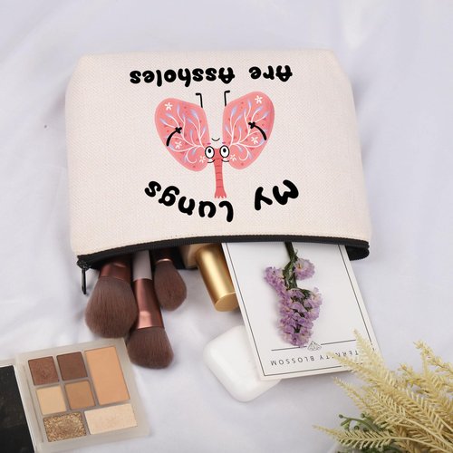 JNIAP Lung Cancer Gift My Lungs Are Assholes Cosmetic Bag - Cancer Warrior Gift for Her or Him